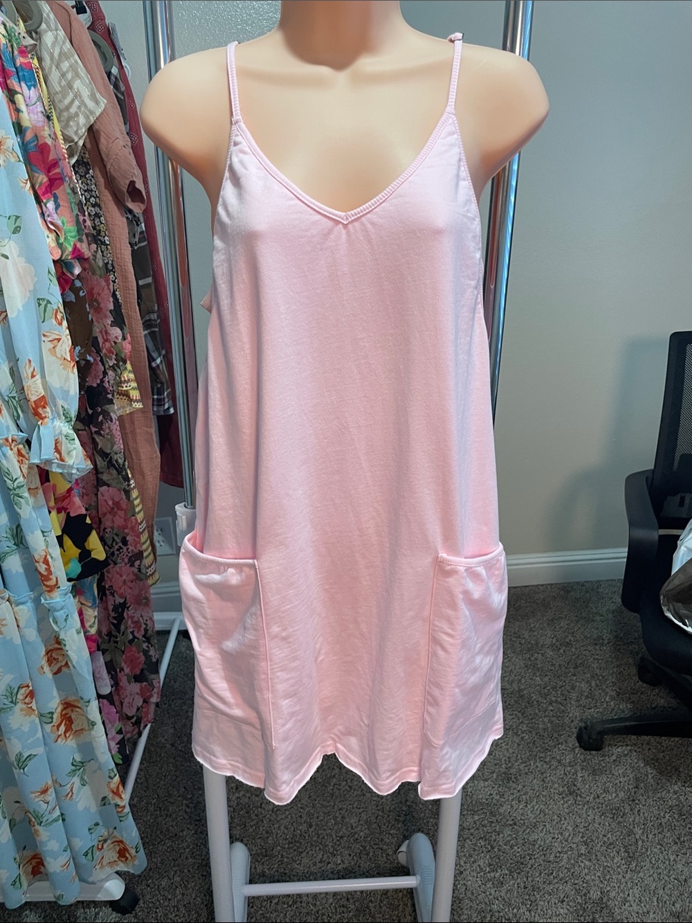 Listicle Women’s Pink Pocket Tank Dress - Picture 2 of 6